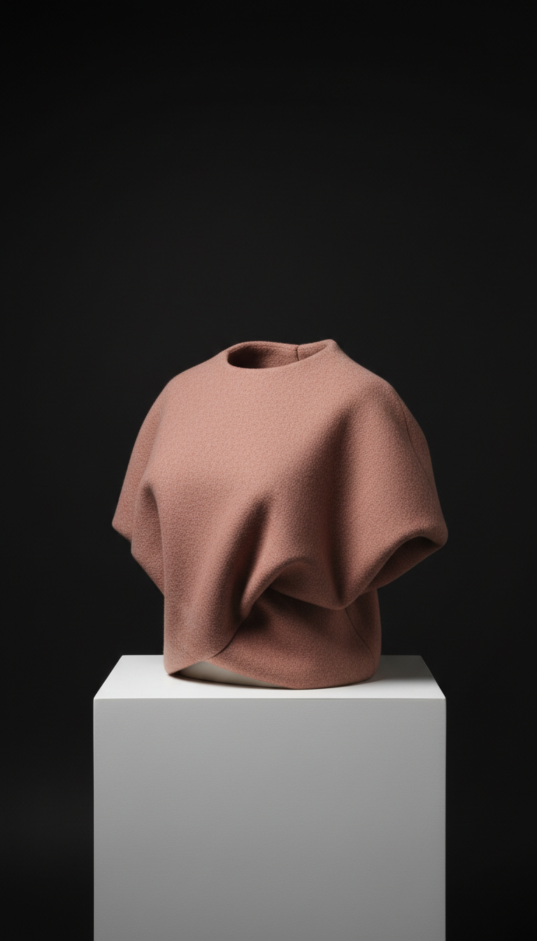Rosewood Blush Wool Sculptural Top