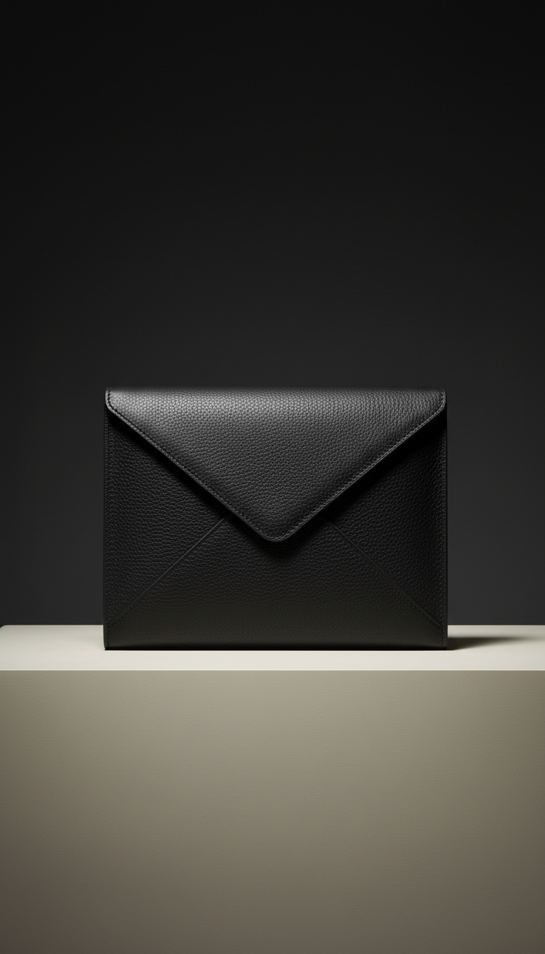 Eclipse Black Leather Envelope Bag